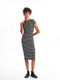 Crew Neck Striped Short Sleeve Women's Bodycon Dress